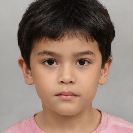 Neutral white child male with short  brown hair and brown eyes