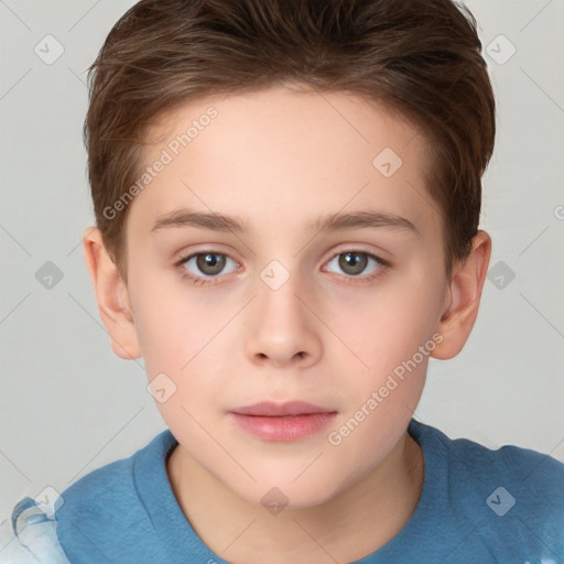 Neutral white child female with short  brown hair and brown eyes