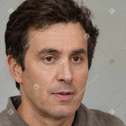 Neutral white adult male with short  brown hair and brown eyes