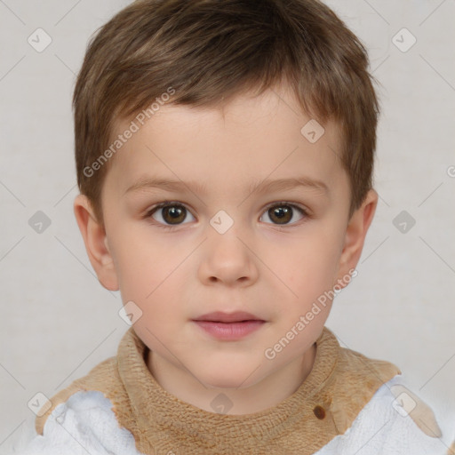 Neutral white child male with short  brown hair and brown eyes