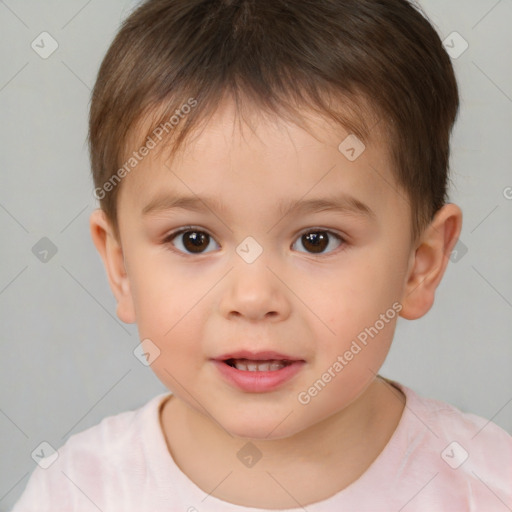 Neutral white child male with short  brown hair and brown eyes