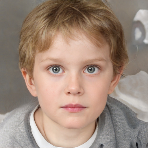 Neutral white child male with medium  brown hair and grey eyes