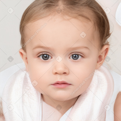 Neutral white child female with medium  brown hair and brown eyes