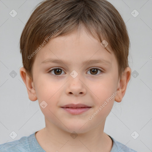 Neutral white child male with short  brown hair and brown eyes