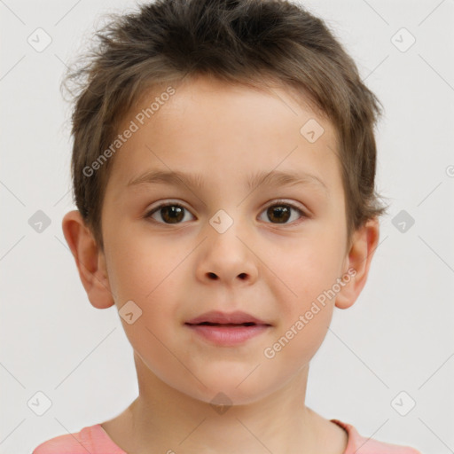 Neutral white child male with short  brown hair and brown eyes