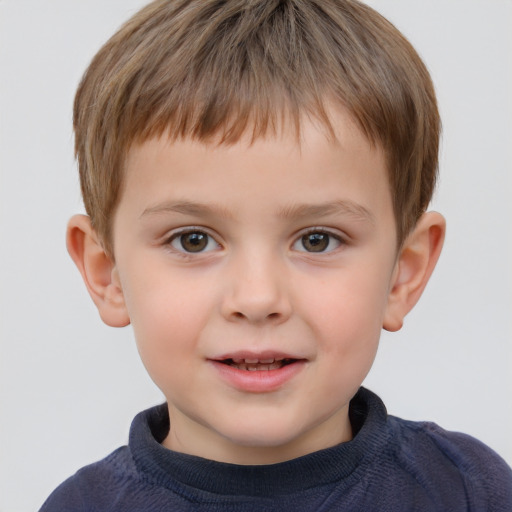 Neutral white child male with short  brown hair and brown eyes