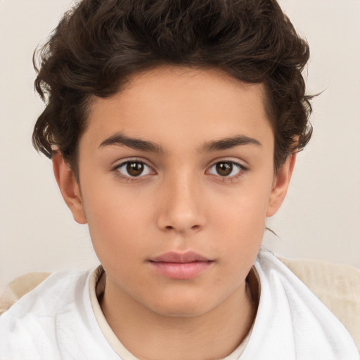 Neutral white child female with short  brown hair and brown eyes