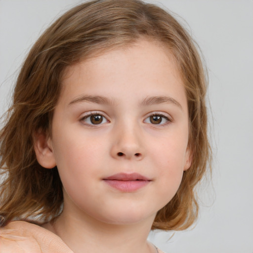 Neutral white child female with medium  brown hair and brown eyes