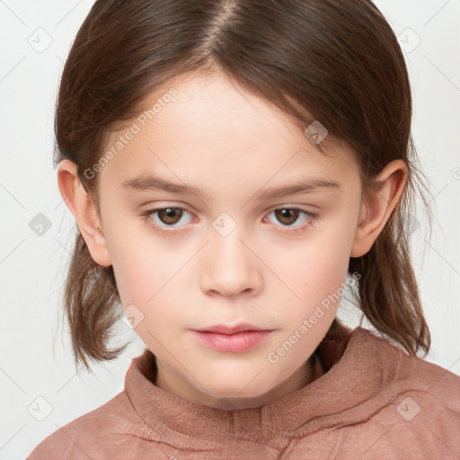 Neutral white child female with medium  brown hair and brown eyes