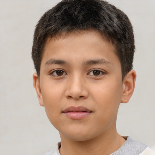 Neutral white child male with short  brown hair and brown eyes