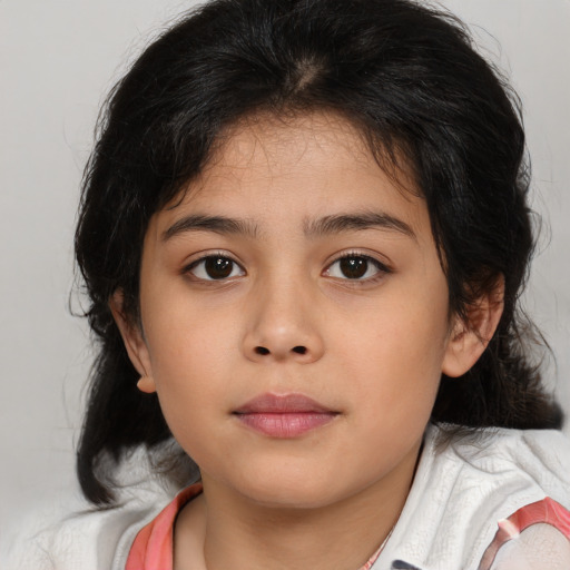 Neutral asian child female with medium  brown hair and brown eyes