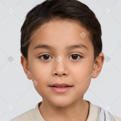 Neutral white child female with short  brown hair and brown eyes