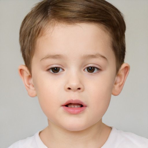 Neutral white child male with short  brown hair and brown eyes