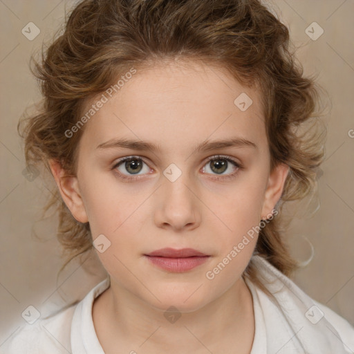 Neutral white child female with medium  brown hair and brown eyes