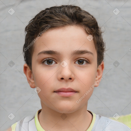 Neutral white child female with short  brown hair and brown eyes