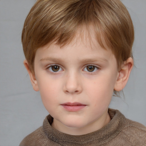 Neutral white child male with short  brown hair and grey eyes