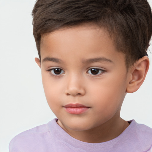 Neutral white child male with short  brown hair and brown eyes