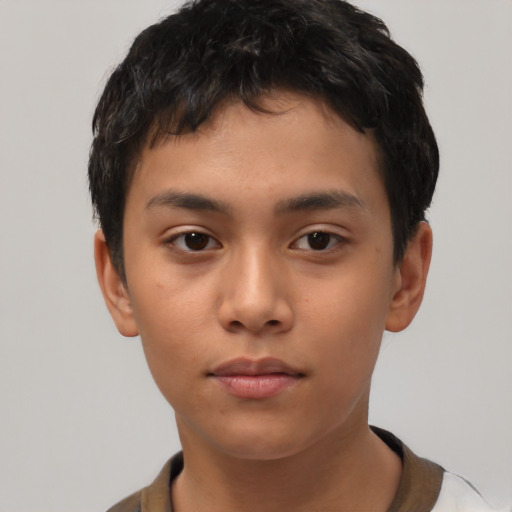 Neutral asian young-adult male with short  brown hair and brown eyes