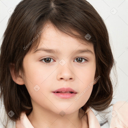 Neutral white child female with medium  brown hair and brown eyes