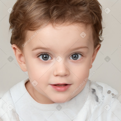 Neutral white child female with short  brown hair and brown eyes