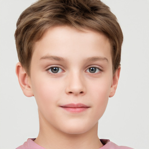 Neutral white child male with short  brown hair and brown eyes