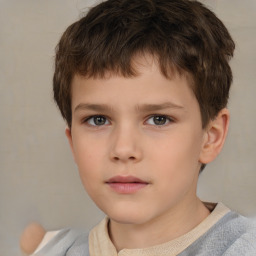 Neutral white child male with short  brown hair and brown eyes