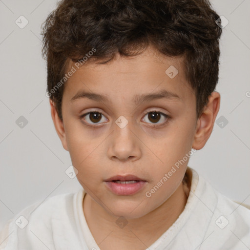 Neutral white child male with short  brown hair and brown eyes