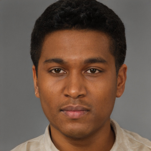 Neutral latino young-adult male with short  brown hair and brown eyes