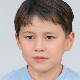 Neutral white child male with short  brown hair and brown eyes