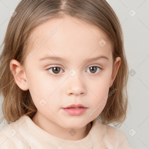 Neutral white child female with medium  brown hair and brown eyes