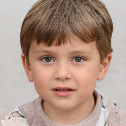 Neutral white child male with short  brown hair and brown eyes