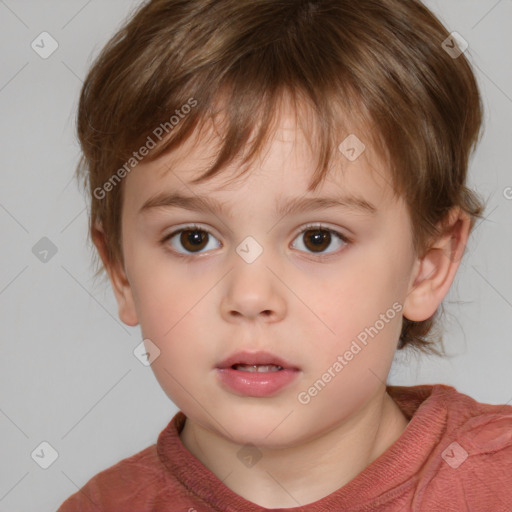 Neutral white child female with medium  brown hair and brown eyes