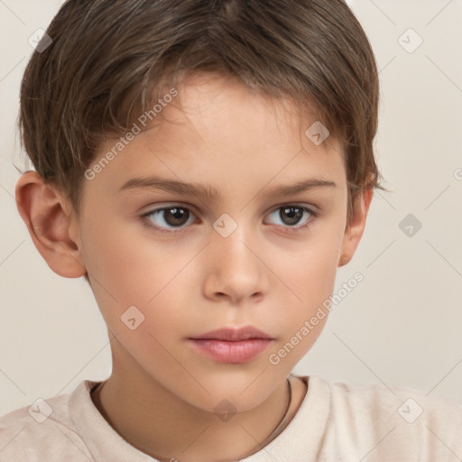 Neutral white child female with short  brown hair and brown eyes