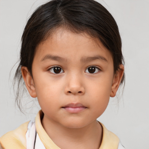 Neutral white child female with medium  brown hair and brown eyes