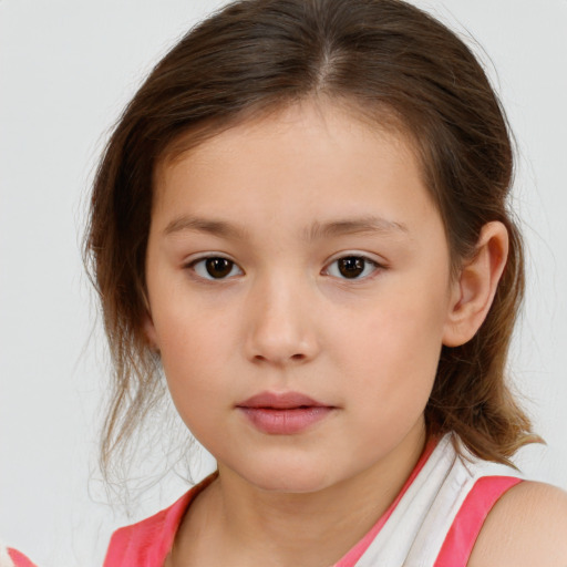 Neutral white child female with medium  brown hair and brown eyes