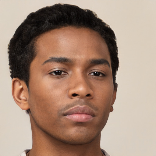 Neutral black young-adult male with short  brown hair and brown eyes