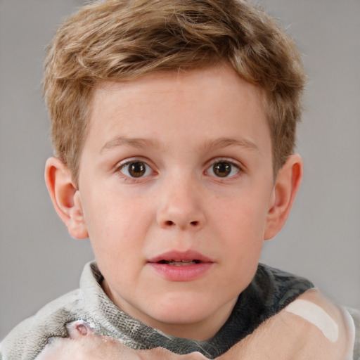 Neutral white child male with short  brown hair and grey eyes