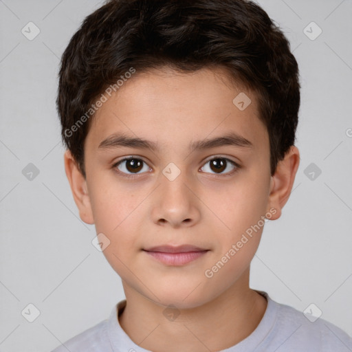 Neutral white child male with short  brown hair and brown eyes