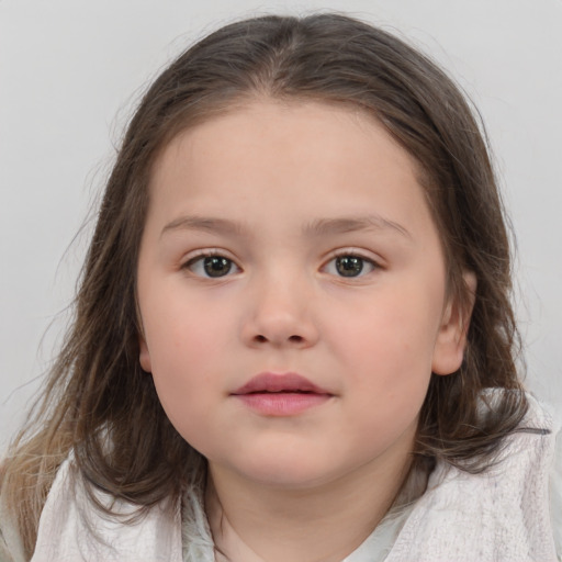 Neutral white child female with medium  brown hair and brown eyes