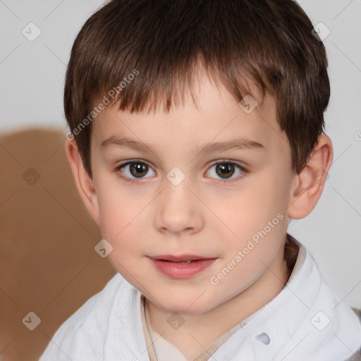 Neutral white child male with short  brown hair and brown eyes