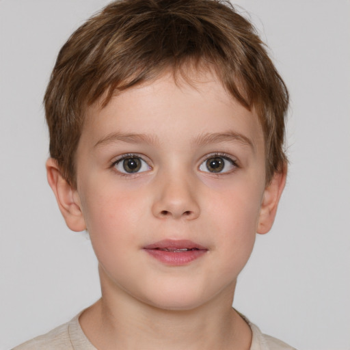 Neutral white child male with short  brown hair and brown eyes