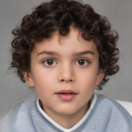 Neutral white child male with medium  brown hair and brown eyes