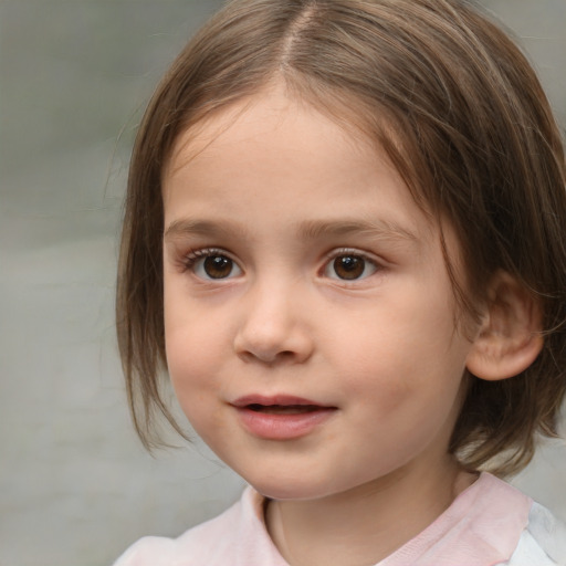 Neutral white child female with medium  brown hair and brown eyes