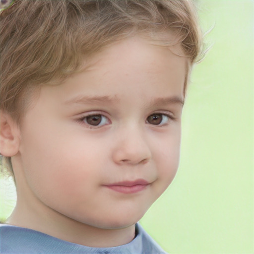 Neutral white child female with short  brown hair and brown eyes