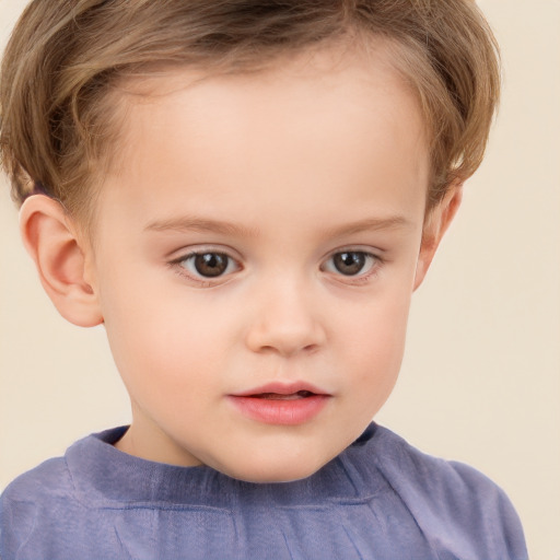 Neutral white child female with short  brown hair and brown eyes