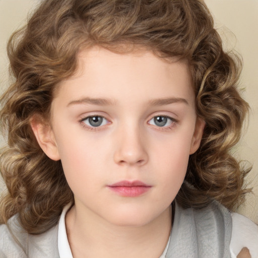 Neutral white child female with medium  brown hair and brown eyes