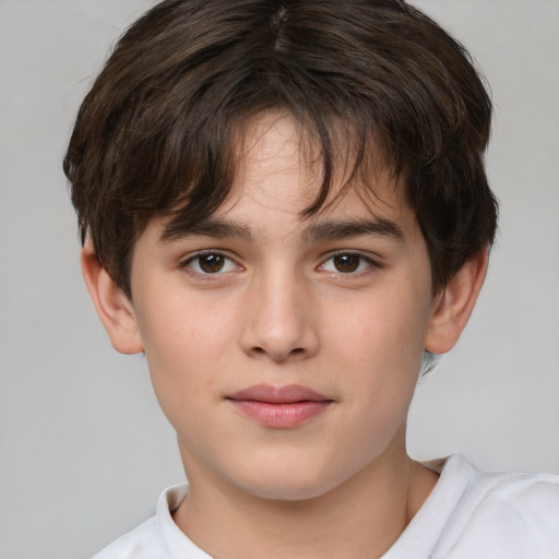 Neutral white child male with short  brown hair and brown eyes