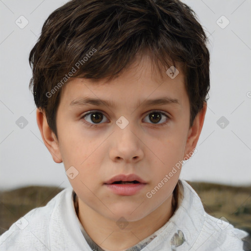 Neutral white child male with short  brown hair and brown eyes