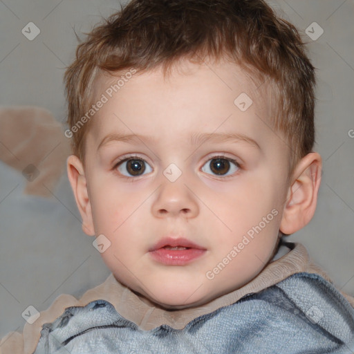 Neutral white child male with short  brown hair and brown eyes