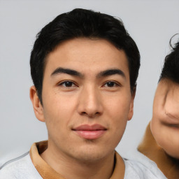 Neutral asian young-adult male with short  brown hair and brown eyes